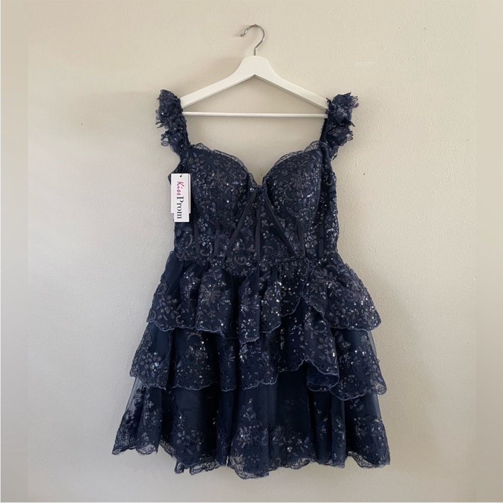 Kiss Prom/Hoco Dress in Navy Blue, Size 12 - Picture 8 of 9